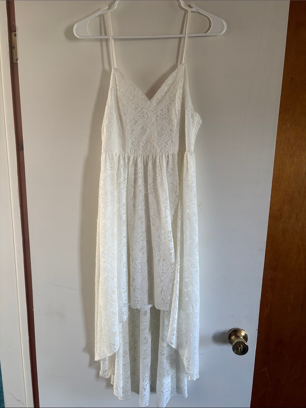 White Lace Spaghetti Strap Dress - Picture 3 of 7